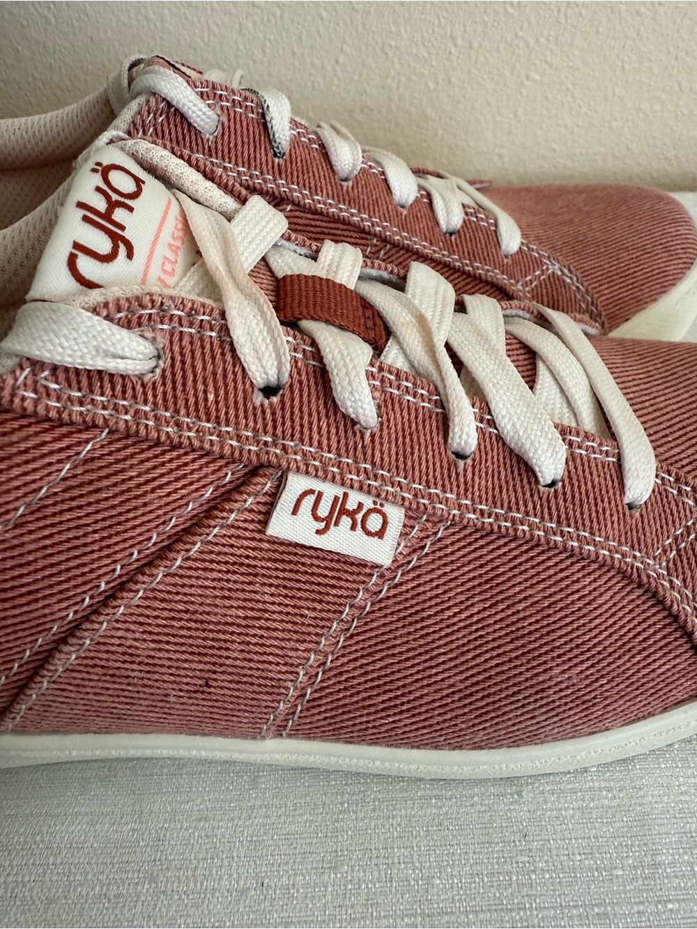 New RYKA Classic Women's Sneakers in Dusty Rose Canvas and Cream - Picture 7 of 10